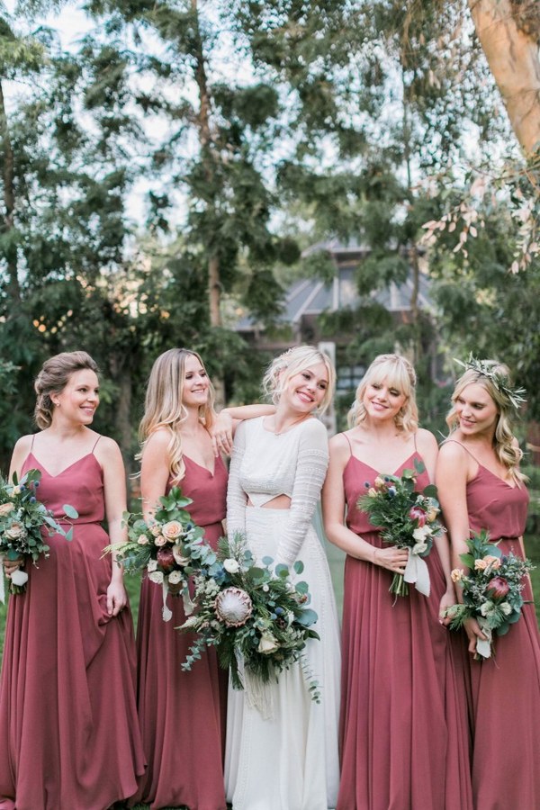 dusty rose boho bridesmaid dresses