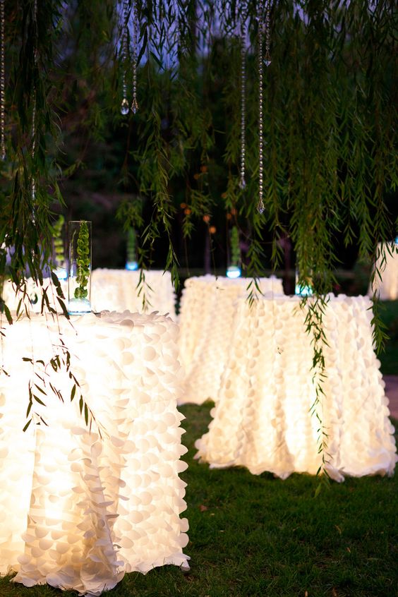 lanterns under wedding table