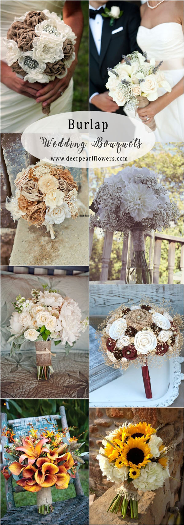 rustic country burlap wedding bouquets