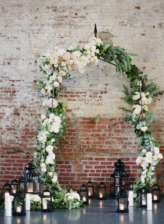 rustic indoor wedding ceremony idea