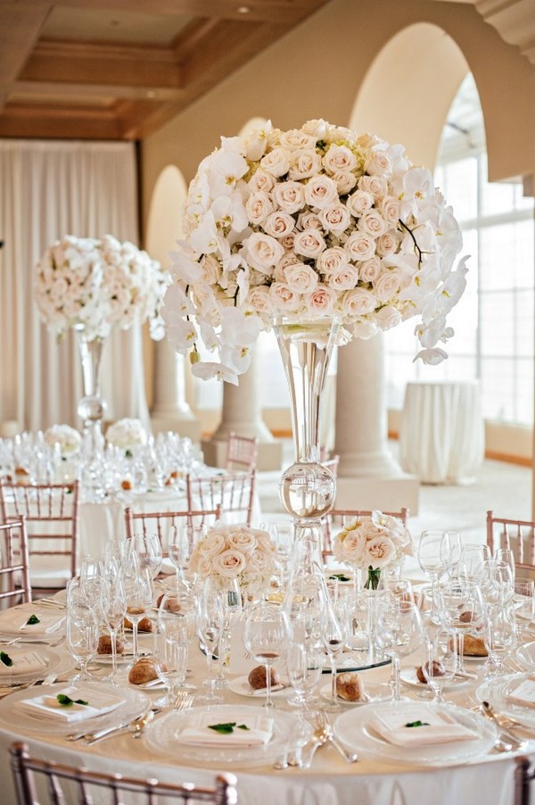 tall blush wedding centerpiece