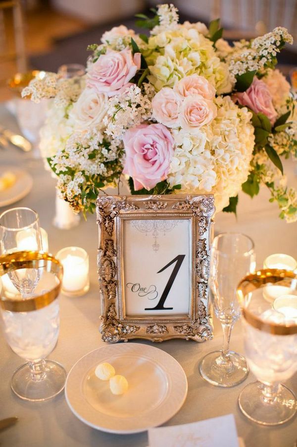 vintage ivory and pink wedding centerpiece