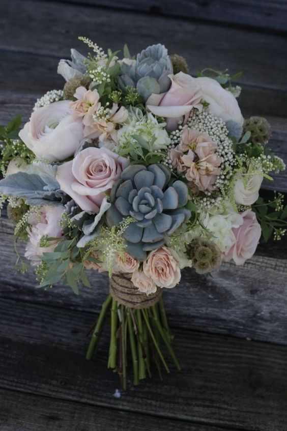 Dusty rose wedding bouquets 4