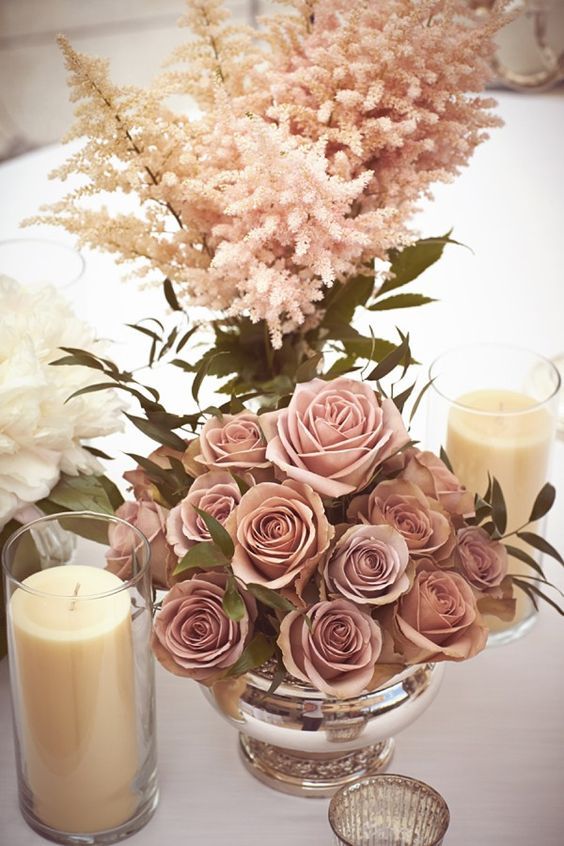 Dusty rose wedding centerpieces