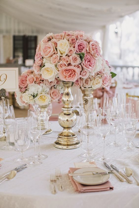 Dusty rose wedding centerpieces