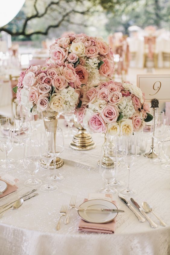 Dusty rose wedding centerpieces