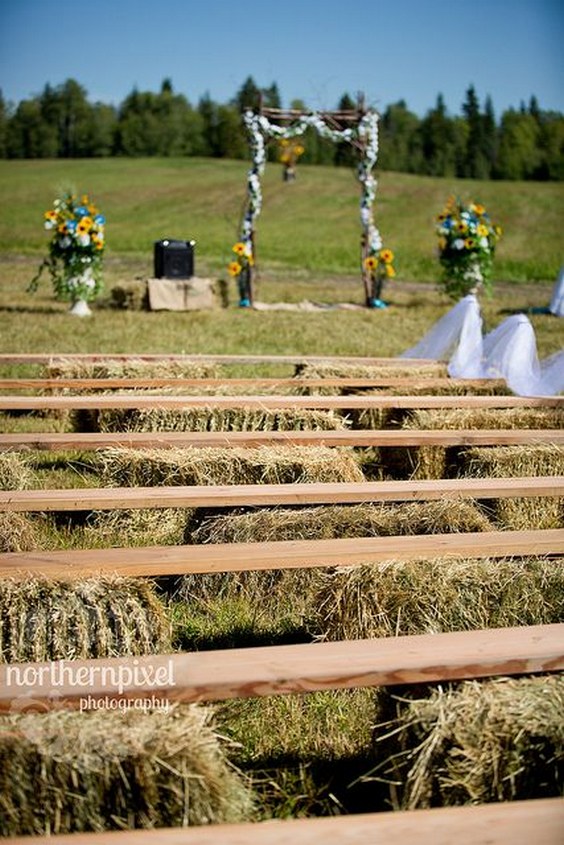 Hay Bale Wedding Benches