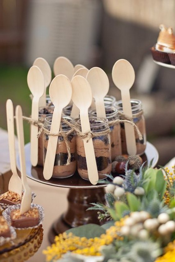 Mini Chocolate Mousse Mason Jar with wooden spoon