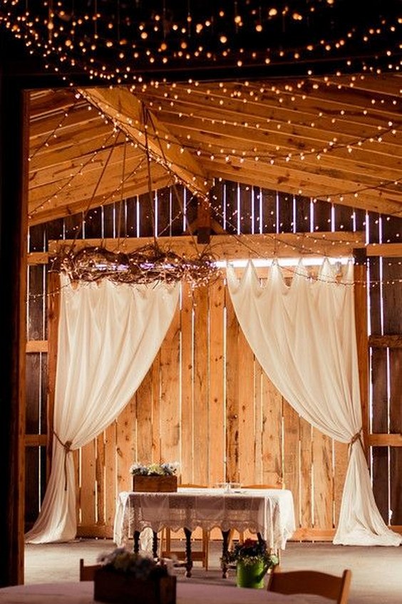 indoor barn wedding backdrop