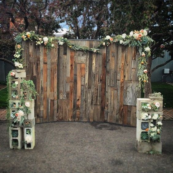 rustic country wood wedding backdrop