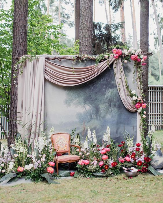 rustic grey wedding backdrop