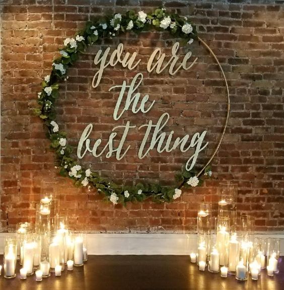rustic indoor candle wedding backdrop