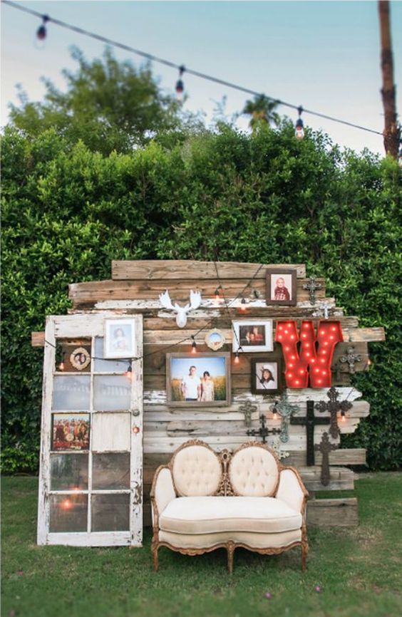 rustic vintage wedding booth