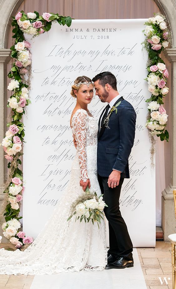 simple floral wedding backdrop