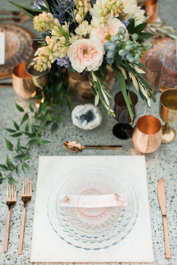 Boho-chic copper table decor