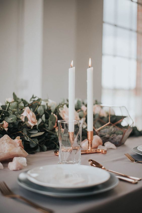 Copper wedding centerpiece