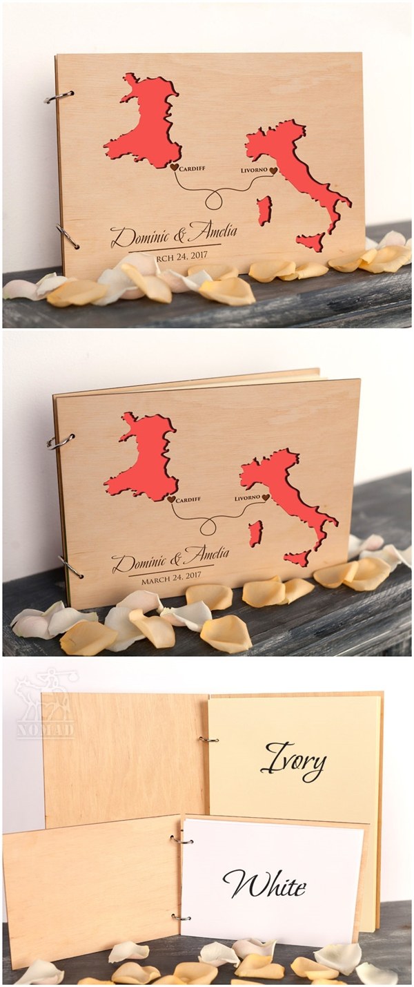 Personalized Couple Map Wedding Guest Book