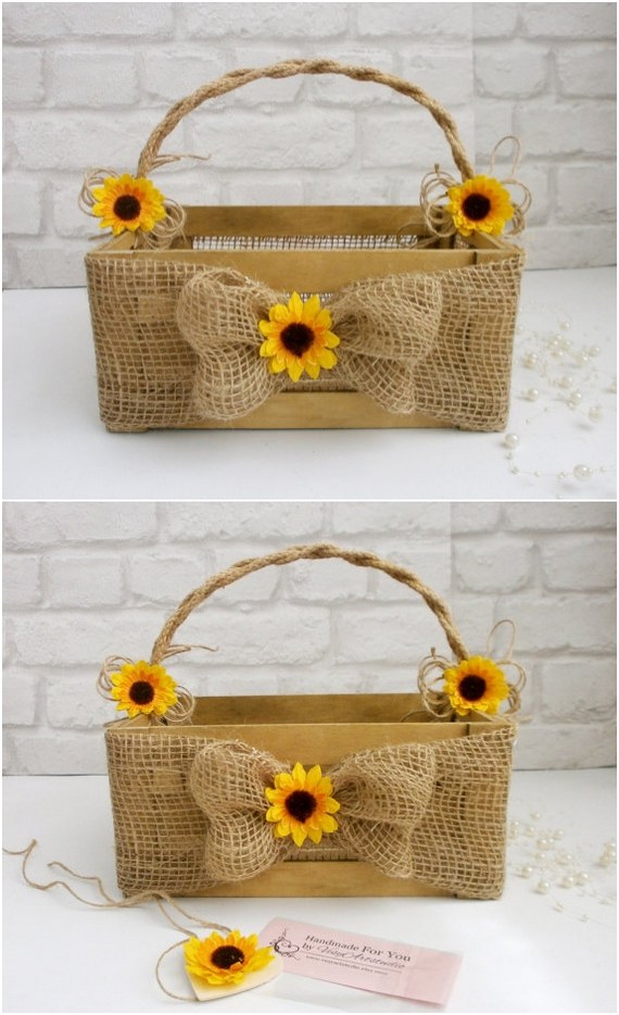 Sunflower Cards Basket Rustic Cards