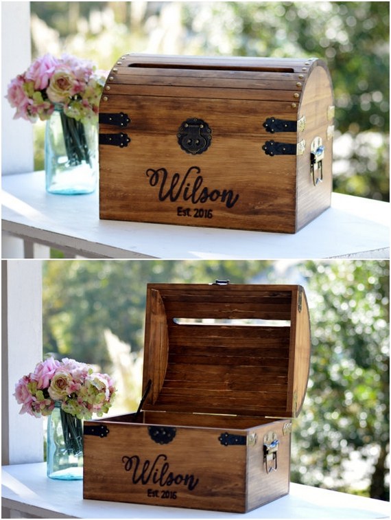 Wood Wedding Card Box With Slot