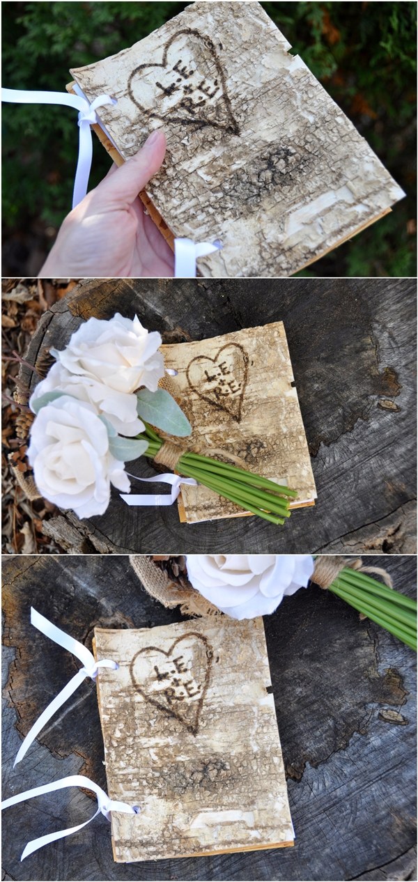 rustic birch bark wedding guest book