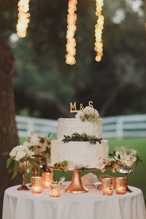 rustic white buttercream wedding cake