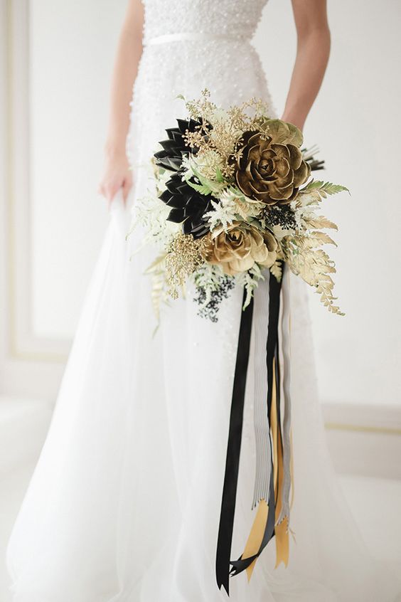 Black and Gold Bridal Bouquet