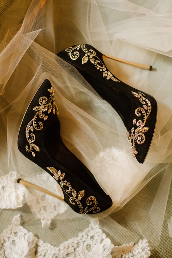 Black and Gold Wedding Shoes