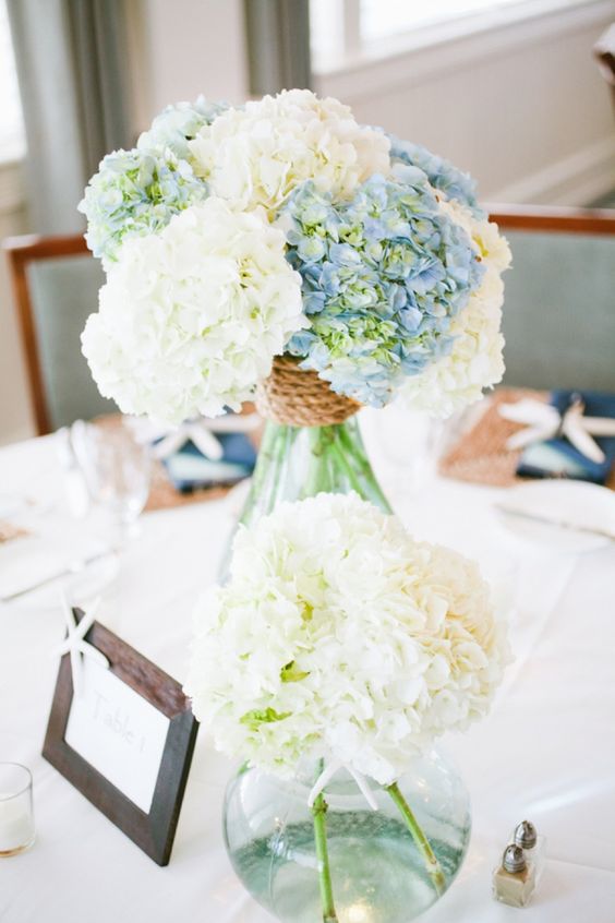 Blue and White Beach Wedding Centerpiece