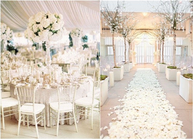 Elegant white flower wedding reception idea