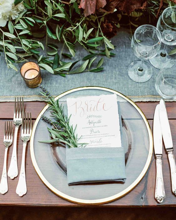 Greenery Wedding Place Setting Ideas