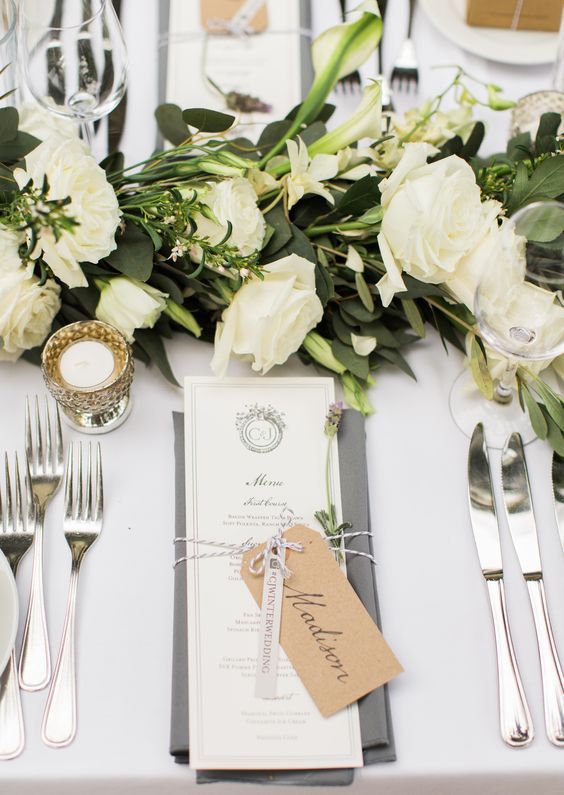 Greenery Wedding Place Setting Ideas