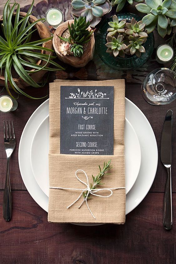 Greenery Wedding Place Setting Ideas