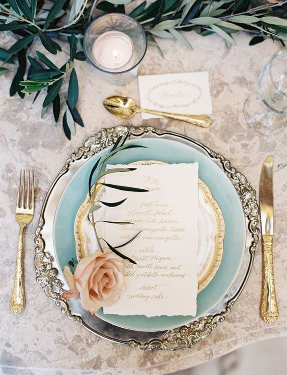 Greenery Wedding Place Setting Ideas