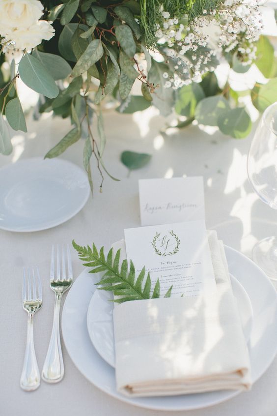 Greenery Wedding Place Setting Ideas