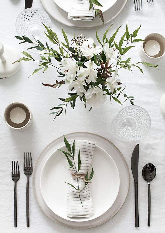 Greenery Wedding Place Setting Ideas