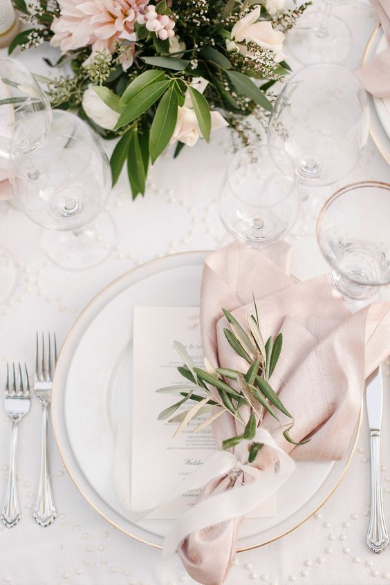 Greenery Wedding Place Setting Ideas