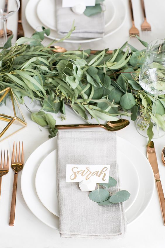 Greenery Wedding Place Setting Ideas