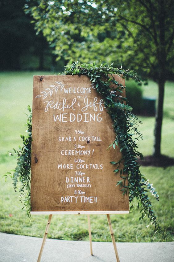 Homespun woodland wedding sign