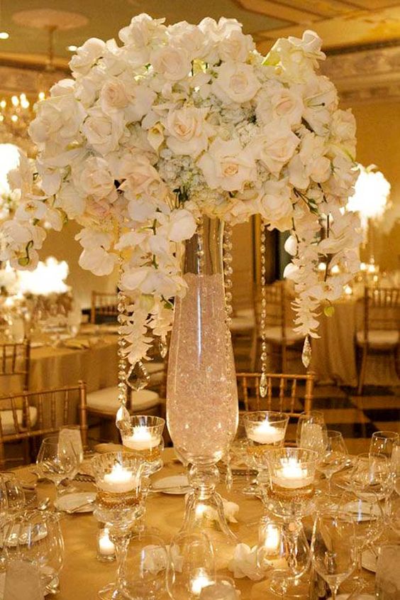 Ivory Wedding Centerpieces With Flowers