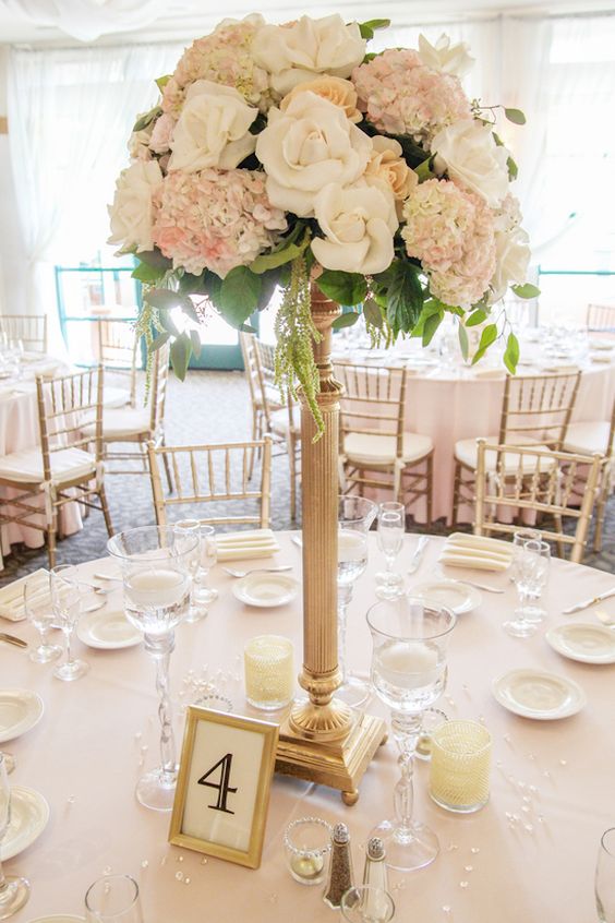 Ivory and Cream Tall wedding centerpiece