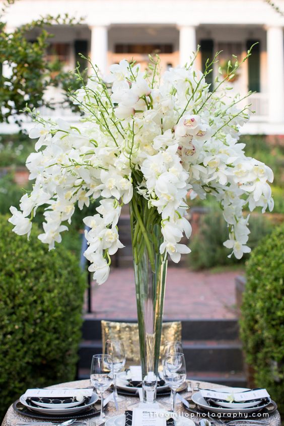 Orchid Centerpiece for a Great Gatsby themed wedding