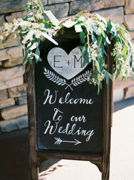 Pretty chalkboard wedding sign