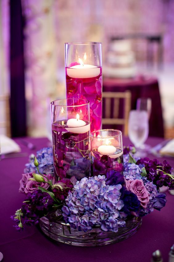 Purple Hydrangeas Wedding Centerpieces