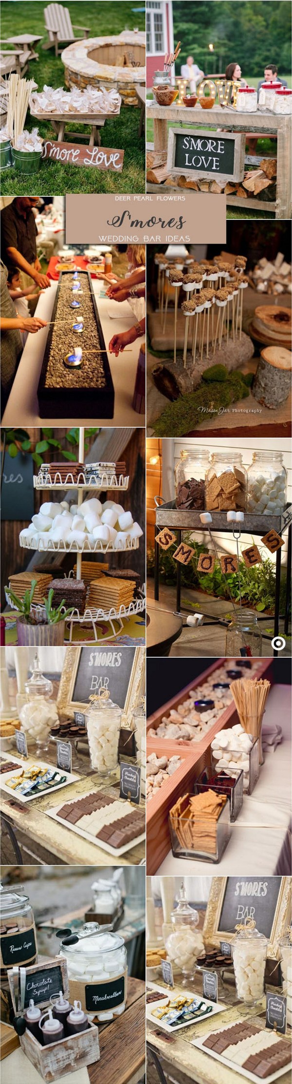 Rustic S'mores wedding dessert food bar for wedding reception