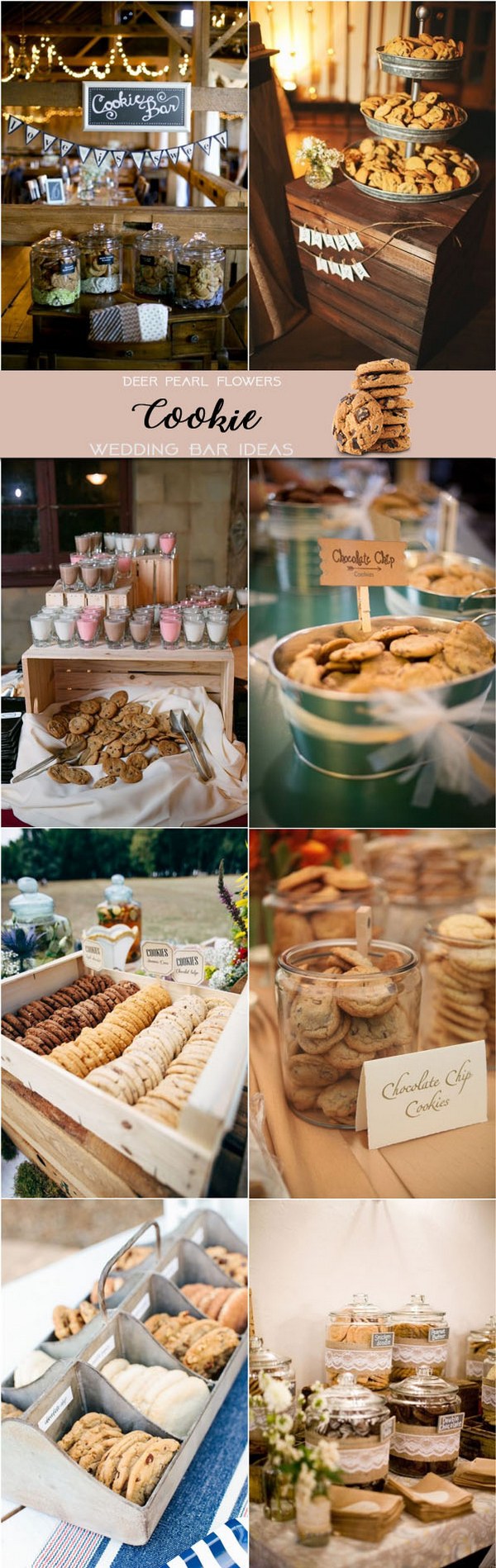 Rustic cookie wedding dessert food bar ideas for wedding reception