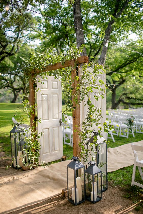 Rustic lantern wedding ceremony decor