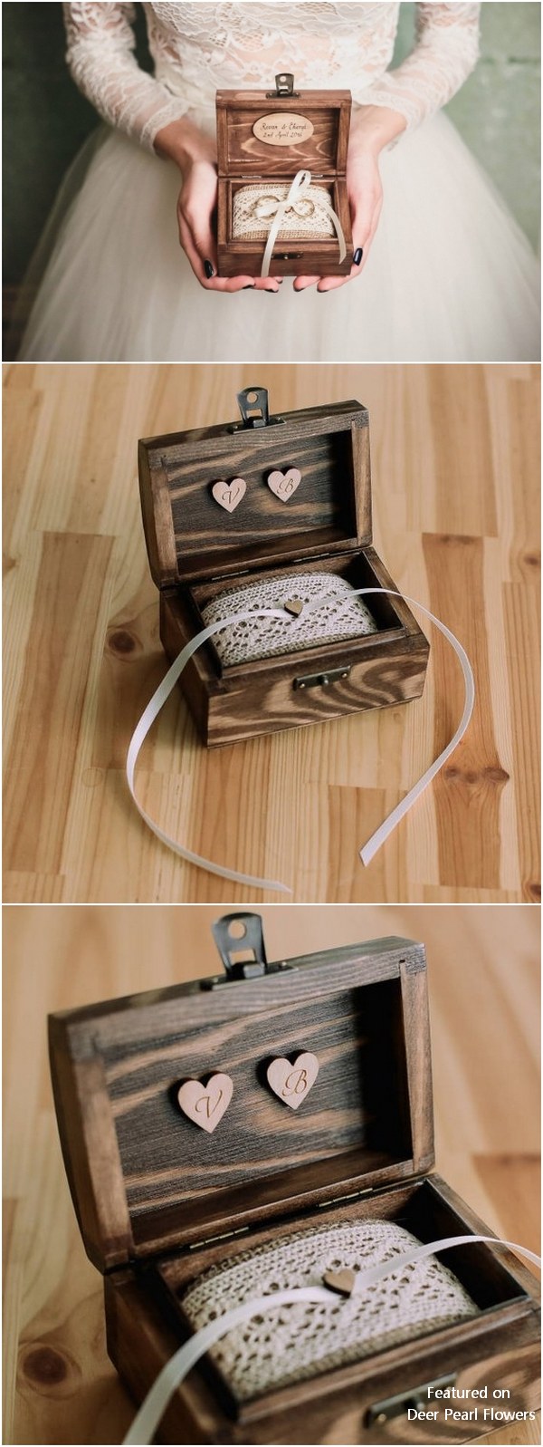 Rustic wooden ring box