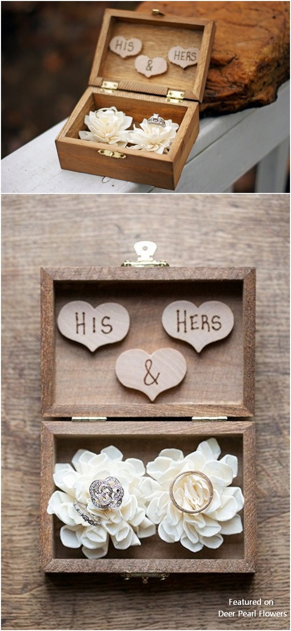 Creative Rustic Wedding Ring Bearer Box Engagement Ring Box with Love Heart Tag 
