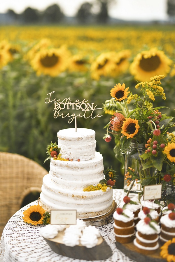 Sunflower wedding cake topper from 4lovepolkadots