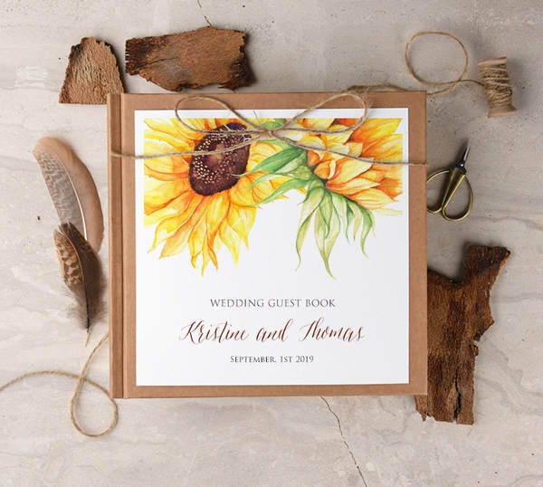 Sunflower wedding guest book from 4lovepolkadots